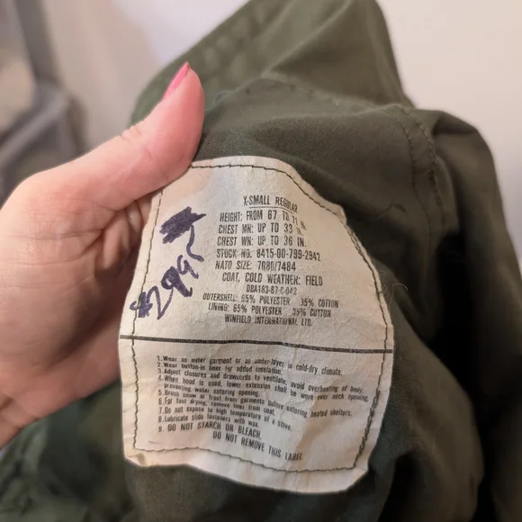 U.S. Marines Green Military Jacket Men's Size XS - Picture 12 of 13